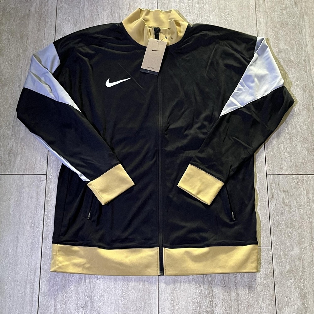 Nike Dri-FIT Track Jacket Mens Large Black Gold Slim Fit FD7579-011 New